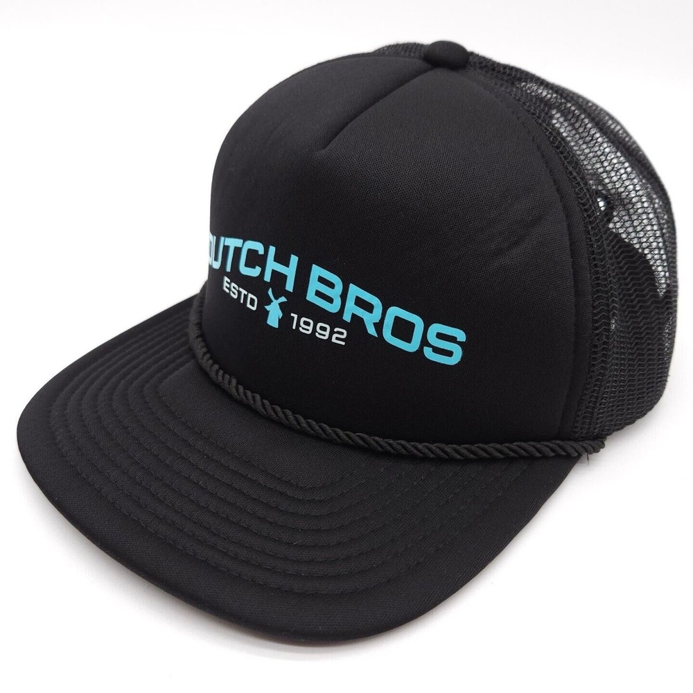 Dutch Bros Coffee Strapback Mesh Trucker Rope Hat Ball‎ Cap Black Employee Work